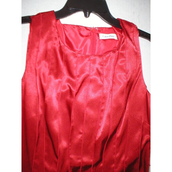 New Womens Calvin Klein Dress Date True Red Knee NWT Fringe 10 Sleeveless Pretty - Picture 2 of 7